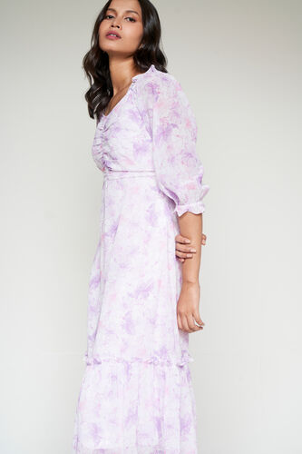 Lilac Floral Dress, White, image 2